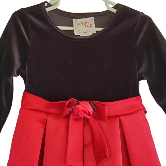 Dollie & Me Black Red Fancy Party Flared Swing Dress Girls 6 Lined Long Sleeve - Picture 5 of 9